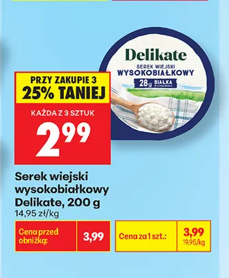 Serek wiejski wysokobiałkowy Delikate promocja w Biedronka