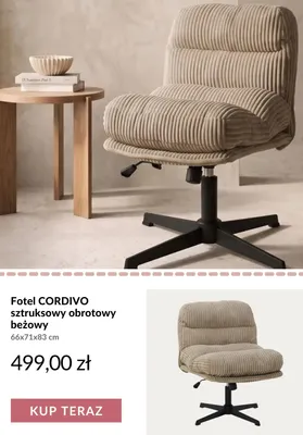 Fotel Cordivo sztruksowy obrotowy beżowy promocja w Homla