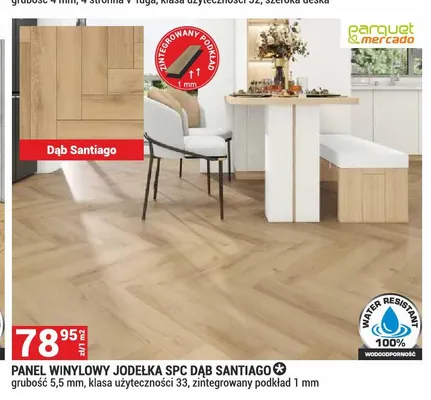 Panel winylowy jodełka Spc Parquet & Mercado Dąb Santiago 5,5 mm promocja w Merkury Market