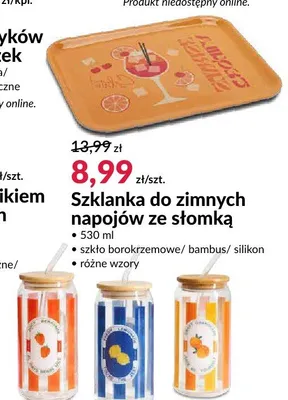 Szklanka do zimnych napojów ze słomką promocja w Salony Agata