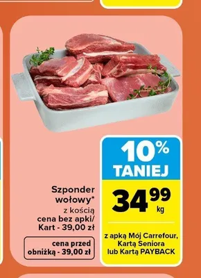 Szponder wołowy z kością promocja w Carrefour Market