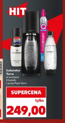 Saturator Sodastream Terra w zestawie z 2 butelkami i syropem Pepsi Zero promocja w Kaufland