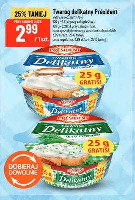 Twaróg delikatny ze szczypiorkiem Président promocja w POLOmarket