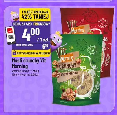 Musli crunchy Vit Morning z orzechami i rodzynkami promocja w POLOmarket