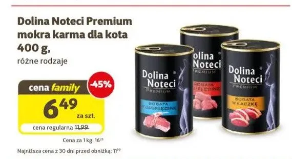 Mokra karma dla kota Dolina Noteci Premium bogata w kaczkę promocja w Super Zoo