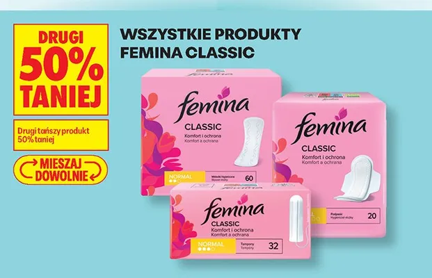 Tampony Femina Classic Normal promocja w Biedronka