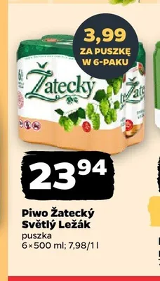 Piwo Žatecký Světlý Ležák 6-pak 500ml promocja w Netto