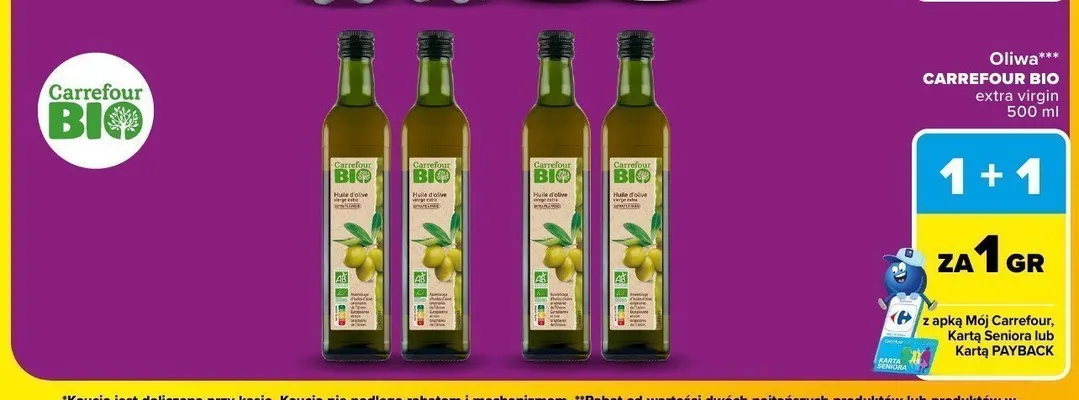 Oliwa extra virgin Carrefour Bio promocja w Carrefour Market