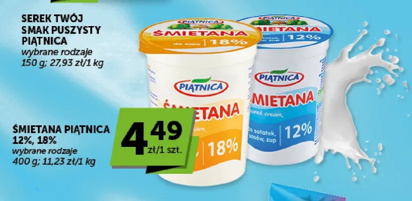 Śmietana Piątnica 18% promocja w ABC
