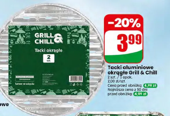 Tacki aluminiowe okrągłe Grill & Chill promocja w Dino