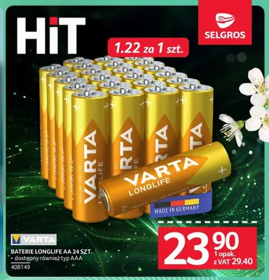 Baterie Longlife Varta promocja w Selgros
