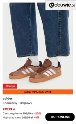 Sneakersy brązowy Adidas promocja w eobuwie.pl