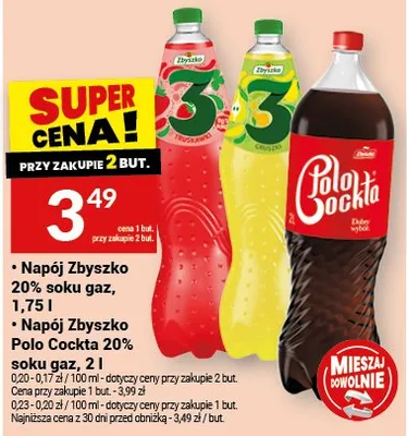 Napój Zbyszko 20% soku gazowany promocja w Twój Market