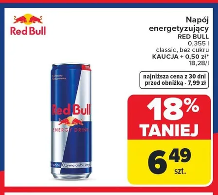 Napój energetyzujący Red Bull bez cukru promocja w Carrefour