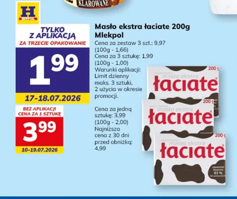 Masło ekstra Łaciate promocja w Hitpol