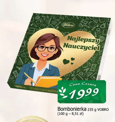 Bombonierka Najlepszy Nauczyciel Vobro promocja w CEZAR Delikatesy