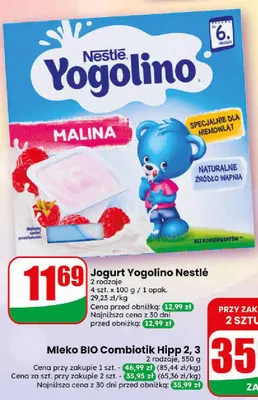 Jogurt Yogolino Nestlé malina 4-pak 100 g promocja w Dino