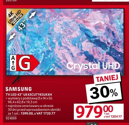 Telewizor LED 43'' UE43CU7192UXXH Samsung promocja w Selgros