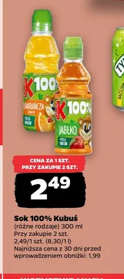 Sok pomarańcza Kubuś 100% promocja w Netto