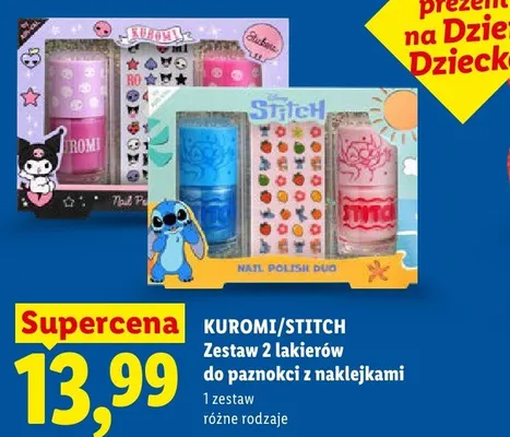 Zestaw 2 lakierów do paznokci z naklejkami Kuromi promocja w Lidl