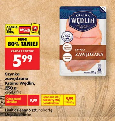 Szynka zawędzana Kraina Wędlin promocja w Biedronka