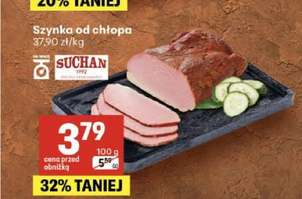 Szynka od chłopa Suchan promocja w Delikatesy Centrum