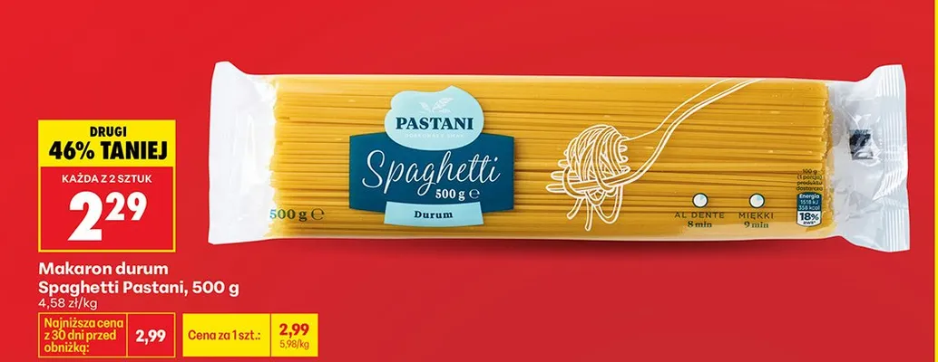 Makaron durum Spaghetti promocja w Biedronka