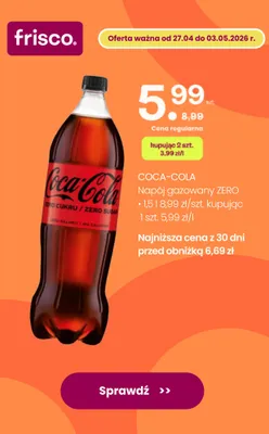 Napój gazowany Coca-Cola ZERO promocja w Frisco