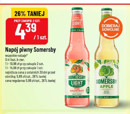Napój piwny Somersby Light Pink Grapefruit promocja w POLOmarket