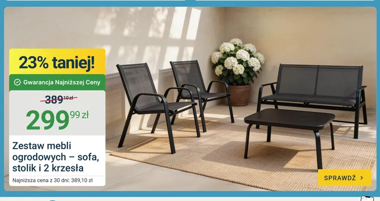 Zestaw mebli ogrodowych sofa stolik i 2 krzesła promocja w ERLI