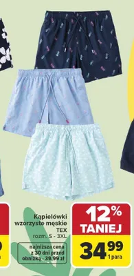 Kąpielówki wzorzyste męskie TEX rozm. S-3XL promocja w Carrefour