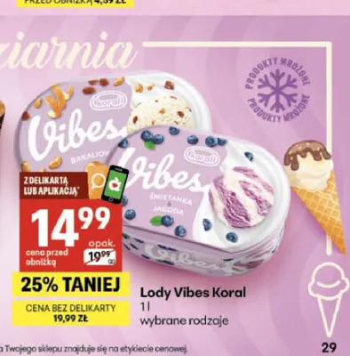 Lody Vibes bakaliowe promocja w Delikatesy Centrum