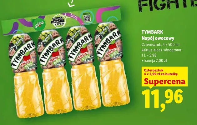 Napój owocowy Tymbark Czterosztuk kaktus-aloes-winogrono 4-pak promocja w Lidl