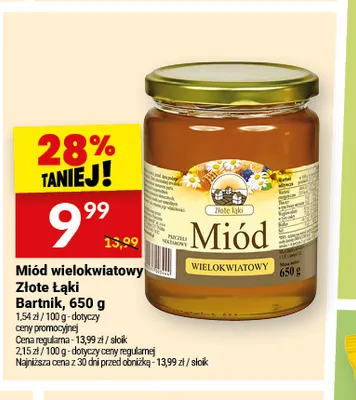 Miód wielokwiatowy Złote Łąki Bartnik promocja w Twój Market