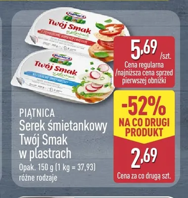 Serek śmietankowy Twój Smak w plastrach ze szczypiorkiem Piątnica promocja w Aldi