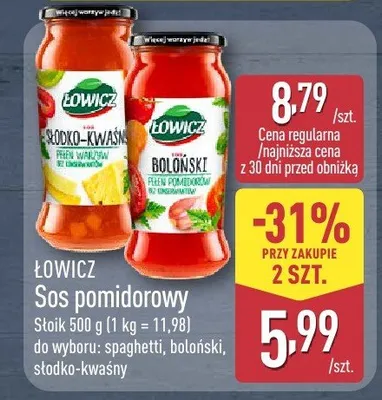 Sos pomidorowy Łowicz spaghetti promocja w Aldi