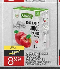 Soki tłoczone jabłkowe Grand promocja w Wafelek