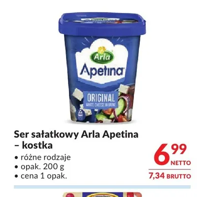 Ser sałatkowy Arla Apetina kostka promocja w Makro