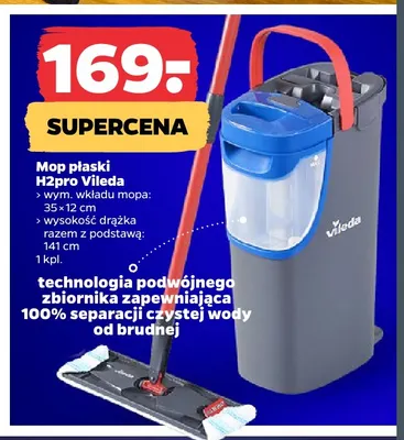 Mop płaski H2pro Vileda promocja w Netto