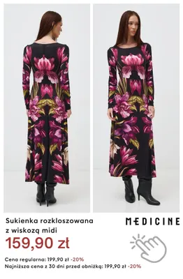Sukienka rozkloszowana z wiskozą midi Medicine promocja w Medicine