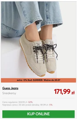 Sneakersy Guess Jeans promocja w eobuwie.pl