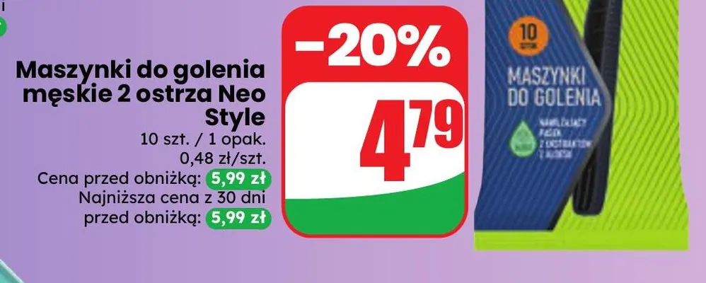 Maszynki do golenia męskie 2 ostrza Neo Style promocja w Dino