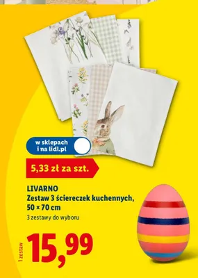 Zestaw 3 ściereczek kuchennych 50 × 70 cm promocja w Lidl