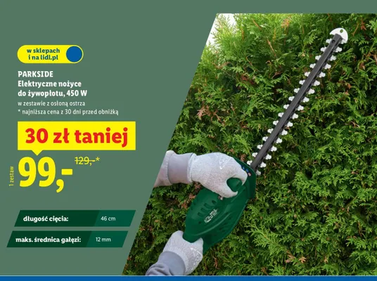 Elektryczne nożyce do żywopłotu, 450 W promocja w Lidl