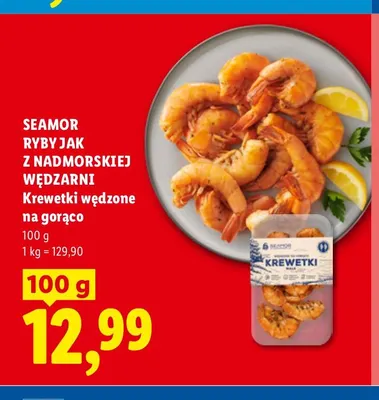 Krewetki wędzone na gorąco Seamor promocja w Lidl