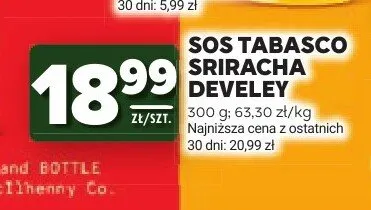 Sos Tabasco Sriracha Develey promocja w Stokrotka