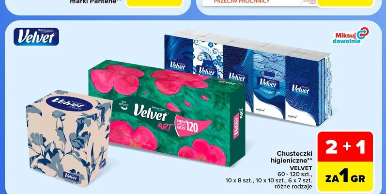 Chusteczki higieniczne Velvet promocja w Carrefour Market