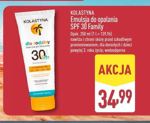Emulsja do opalania SPF 30 Family Kolastyna promocja w Aldi