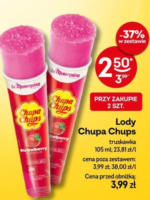 Lody Chupa Chups truskawkowe La Menorquina promocja w Żabka