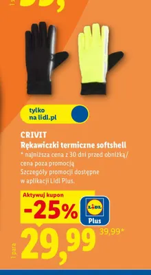Rękawiczki termiczne softshell Crivit promocja w Lidl